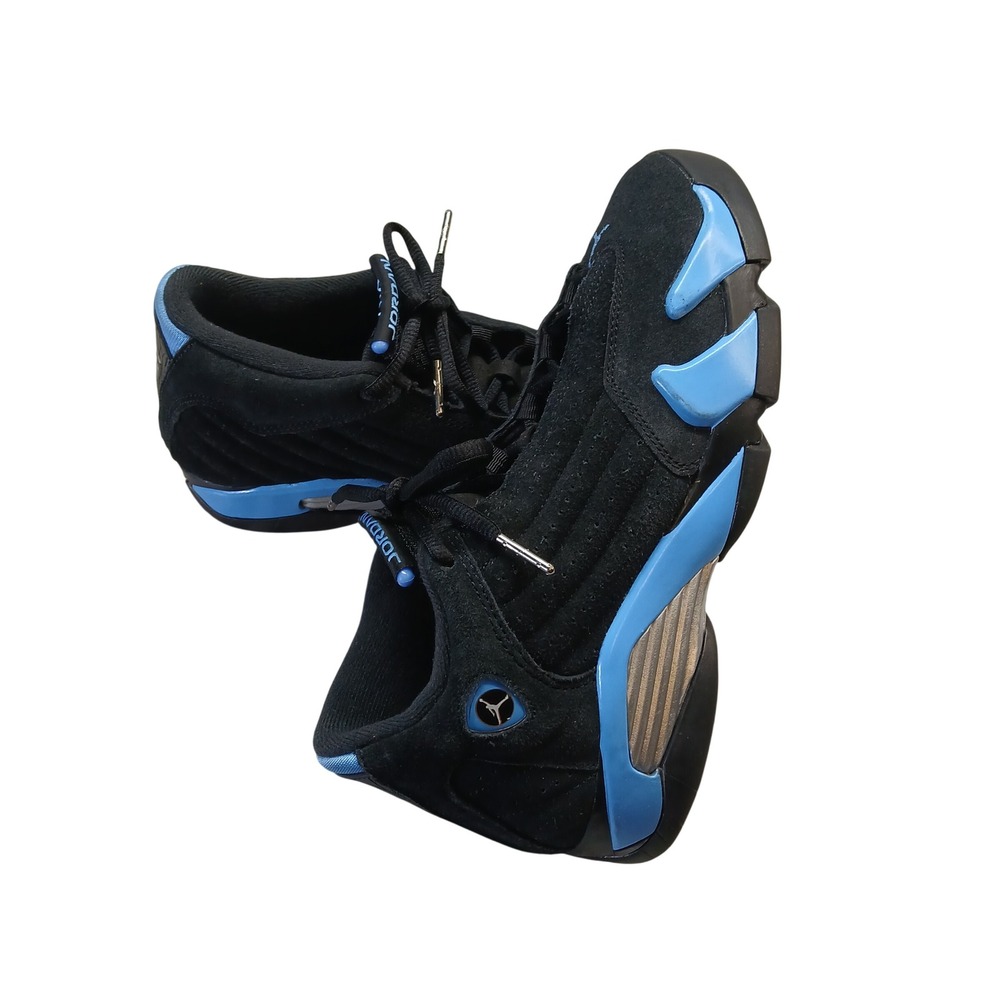 Air Jordan 14 Retro Low University Blue Black Suede Sneakers 487524-007 Boys 6Y